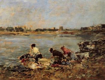 尤金 佈丹 Laundresses on the Bankes of the Touques 尤金 佈丹 Laundresses on the Bankes of the Touques